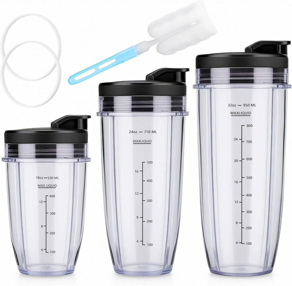 Ninja Blender Cups Replacement Parts 18 24 32 oz Cups for Blender with Sip Seal Lids Nutri Auto IQ Accessories BL450 BL456 BL480 BL482 BL642 BL682 SS101 SS151 SS351 Ninja Blender Cups Replacement Parts 18 24 32 oz Cups for Blender with Sip Seal Lids Nutri Auto IQ Accessories BL450 BL456 BL480 BL482 BL642 BL682 SS101 SS151 SS351