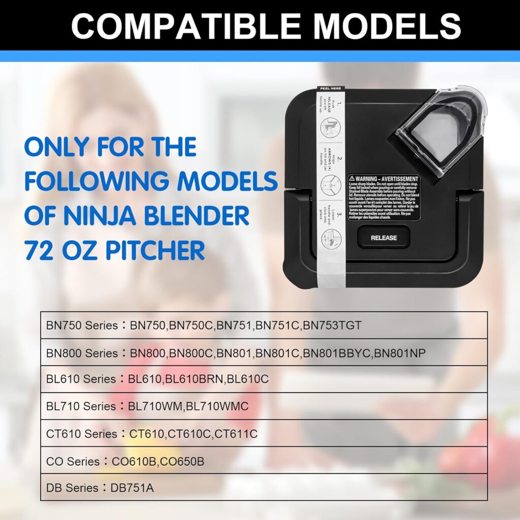 Replacement Locking Lid for Ninja Blender, 72 OZ Pitcher Blender Replacement Parts Top Cover Compatible with BL610 BN750 BN751 BN801 BL710 CO650B DB751A, Only For NEW Model Pitchers with Extended Rims Replacement Locking Lid for Ninja Blender, 72 OZ Pitcher Blender Replacement Parts Top Cover Compatible with BL610 BN750 BN751 BN801 BL710 CO650B DB751A, Only For NEW Model Pitchers with Extended Rims