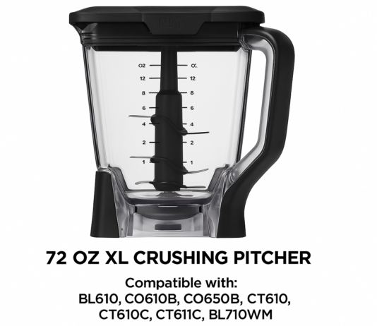 BL610 Replacement Pitcher Fit for Ninja Blender, Replace (NEW Model) BL610 CO610B CO650B CT610 CT610C CT611C BL710WM 72 oz XL Crushing Pitcher – For ninja Professional Blender 1000W Jar – 1YR Warranty