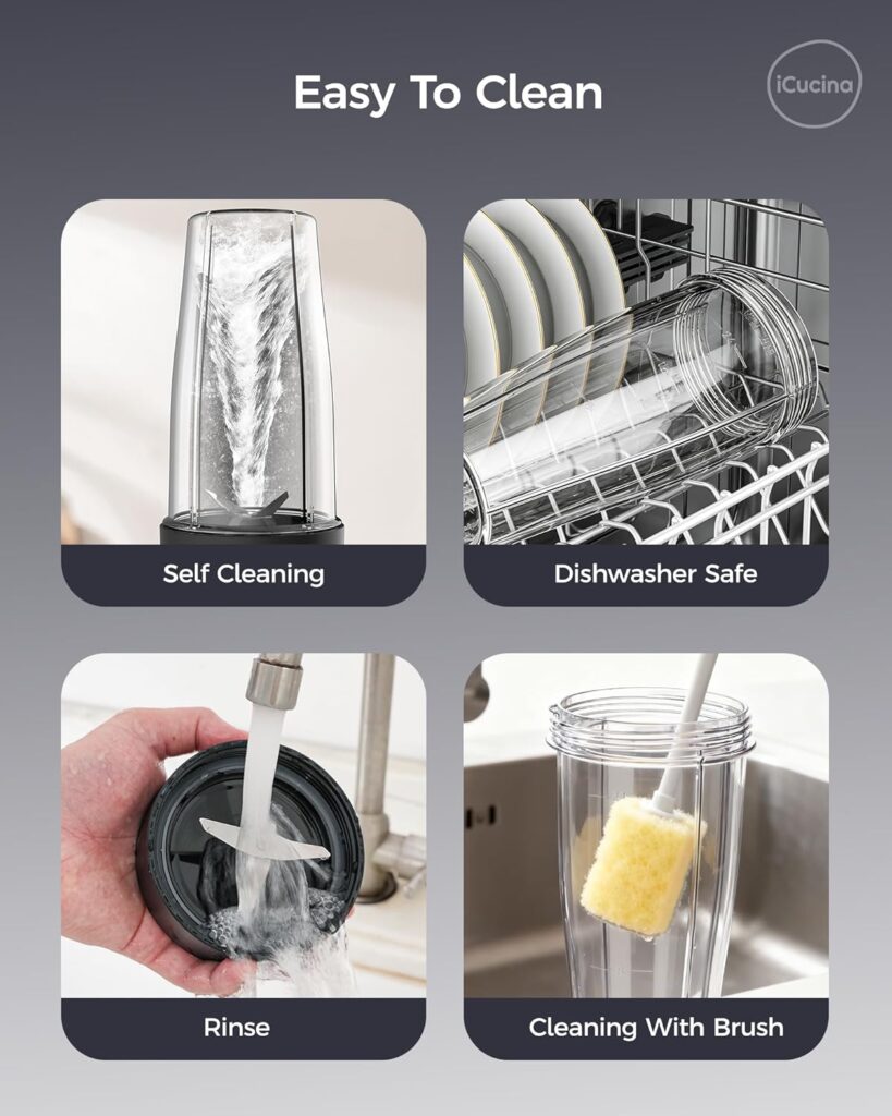 iCucina Smoothie Blender, Personal Blender for Shakes and Smoothies, 700W Pulse Technology Single Serve Blenders with x 28oz Protable Cups for Ice Crush, Frozen Fruit Drinks iCucina Smoothie Blender, Personal Blender for Shakes and Smoothies, 700W Pulse Technology Single Serve Blenders with x 28oz Protable Cups for Ice Crush, Frozen Fruit Drinks