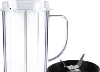 Magic Bullet Blender Cups,Tall 22oz Cup with Handle Cross Blade Replacement Part Compatible with Magic Bullet Blender Juicer Mixer Accessories 250W MB1001