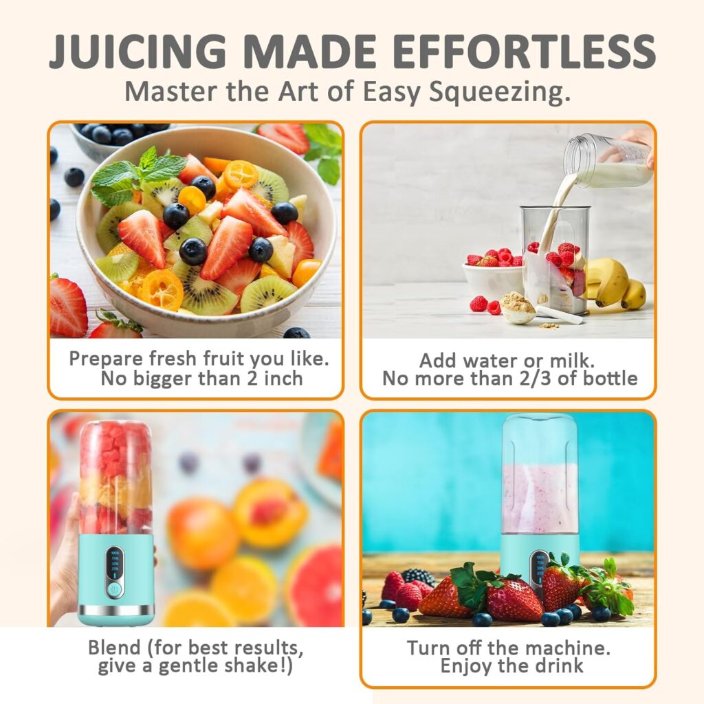 BESNOOW Portable Blender, Personal Blender for Shakes and Smoothies, 4000mAh USB Rechargeable, BPA Free 15.2 Oz 450ML Juicer Cup with Blades and Lid, Portable Juicer for Kitchen/Gym/Outdoor(Blue) BESNOOW Portable Blender, Personal Blender for Shakes and Smoothies, 4000mAh USB Rechargeable, BPA Free 15.2 Oz 450ML Juicer Cup with Blades and Lid, Portable Juicer for Kitchen/Gym/Outdoor(Blue)