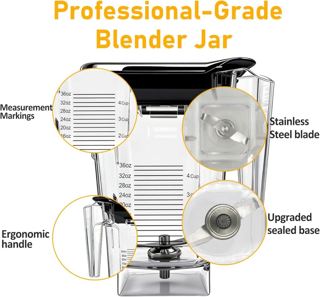 For Blendtec Wildside+ Jar- Four-Sided Replacement Blender Pitcher Cup - Compatible with Classic/Designer/Professional/Commercial Series Container-36 oz Blending Capacity For Blendtec Wildside+ Jar- Four-Sided Replacement Blender Pitcher Cup - Compatible with Classic/Designer/Professional/Commercial Series Container-36 oz Blending Capacity