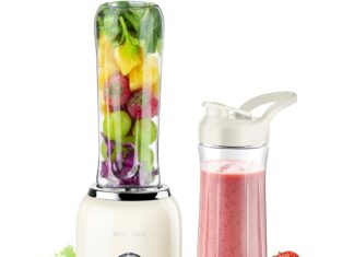 Personal Blender, Roter Mond Powerful Smoothie Blender with 2 Portable Bottle 2 Speed Control & Pulse Function 6 Stainless Steel Blades, BPA Free (Cream)
