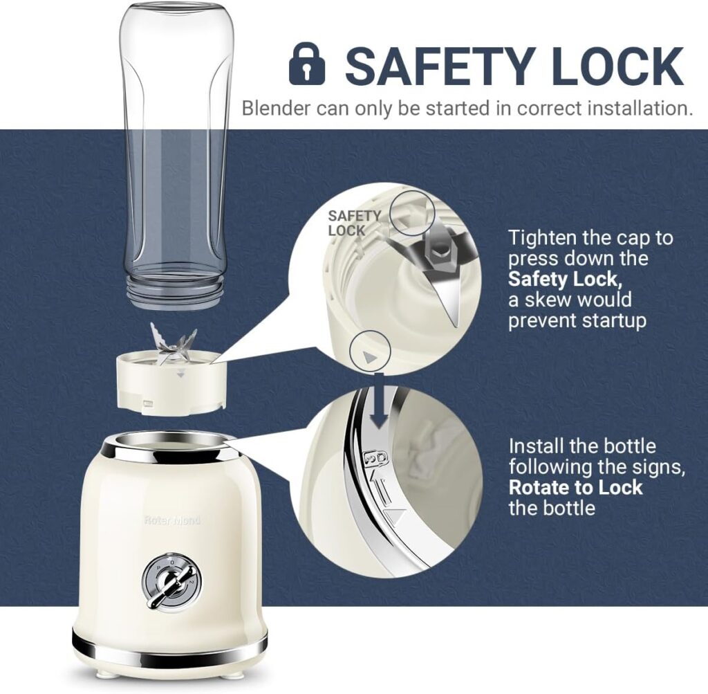 Personal Blender, Roter Mond Powerful Smoothie Blender with Portable Bottle Speed Control Pulse Function Stainless Steel Blades, BPA Free (Cream) Personal Blender, Roter Mond Powerful Smoothie Blender with Portable Bottle Speed Control Pulse Function Stainless Steel Blades, BPA Free (Cream)