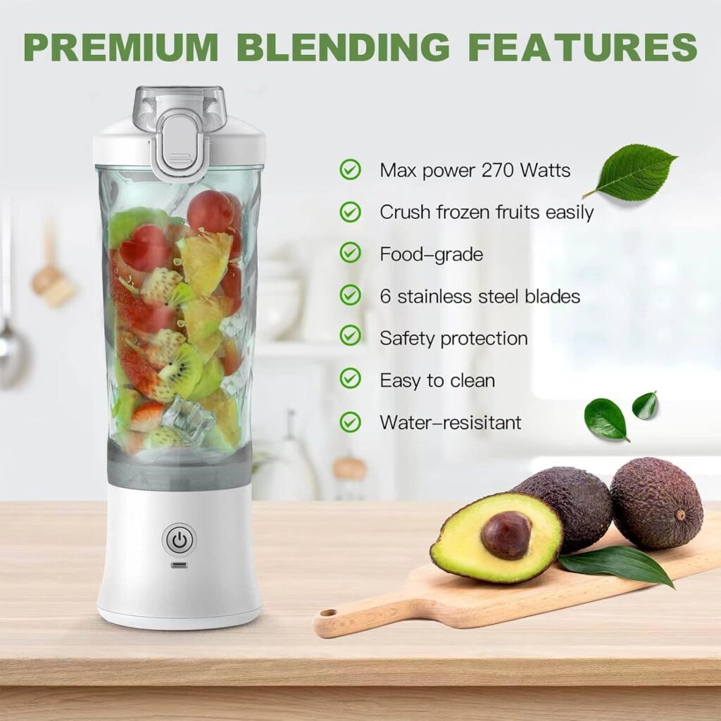Portable Blender Personal Blender for Shakes and Smoothies with Oz Travel Cup and Lid for Traveling, Outdoor, Gym, Office. (White) Portable Blender Personal Blender for Shakes and Smoothies with Oz Travel Cup and Lid for Traveling, Outdoor, Gym, Office. (White)