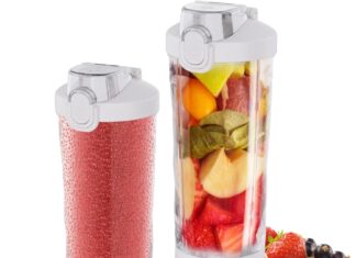 Portable Blender Personal Blender for Shakes and Smoothies with 20 Oz Travel Cup and Lid for Traveling, Outdoor, Gym, Office. (White)