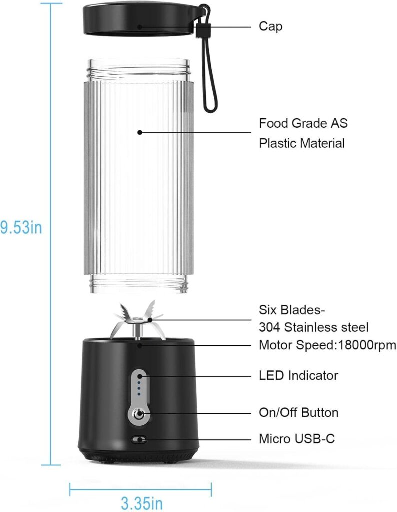 Portable Personal Blender - 15.2Oz USB Rechargeable Blender With Blades, BPA-Free, For Shakes, Smoothies, Travel Portable Personal Blender - 15.2Oz USB Rechargeable Blender With Blades, BPA-Free, For Shakes, Smoothies, Travel