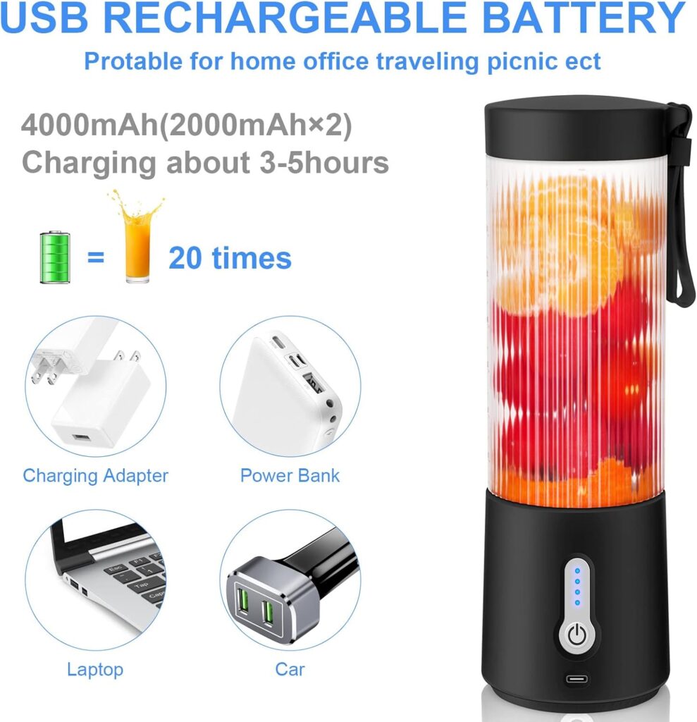 Portable Personal Blender - 15.2Oz USB Rechargeable Blender With Blades, BPA-Free, For Shakes, Smoothies, Travel Portable Personal Blender - 15.2Oz USB Rechargeable Blender With Blades, BPA-Free, For Shakes, Smoothies, Travel