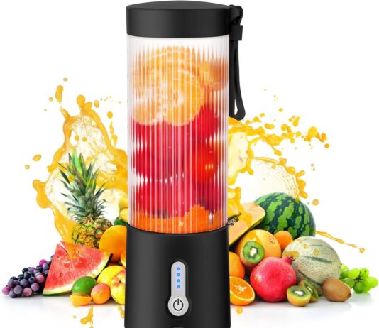 Portable Personal Blender – 15.2Oz USB Rechargeable Blender With 6 Blades, BPA-Free, For Shakes, Smoothies, Travel