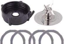 Replacement Blender Parts for Oster Pro 1200 Blender, Includes Stainless Steel Blender Cutter Blade 164160, Jar Base Bottom Cap 179854-000-000 and 4Pcs Silicone Rubber Gaskets 182341-000-842
