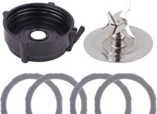 Replacement Blender Parts for Oster Pro 1200 Blender, Includes Stainless Steel Blender Cutter Blade 164160, Jar Base Bottom Cap 179854-000-000 and 4Pcs Silicone Rubber Gaskets 182341-000-842