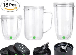18PCS Cup & Blade Set Replacement Accessories for Magic Bullet Blender, Compatible with 250W MB1001