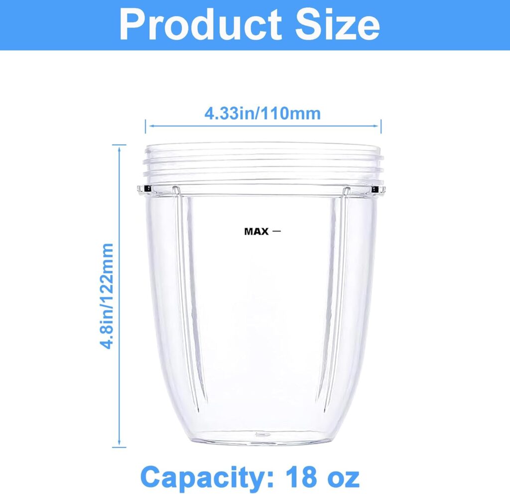 2 Pcs Replacement 18oz Cups for Blender【3 Size Options, 18oz, 24oz, 32oz】 Compatible with NutriBullet 600w and 900w Blender Accessory 2 Pcs Replacement 18oz Cups for Blender【3 Size Options, 18oz, 24oz, 32oz】 Compatible with NutriBullet 600w and 900w Blender Accessory