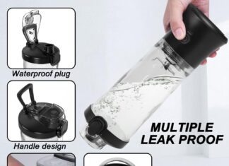 22Oz Portable USB Rechargeable Blender, Black, with LED Light Design