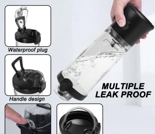22Oz Portable USB Rechargeable Blender, Black, with LED Light Design