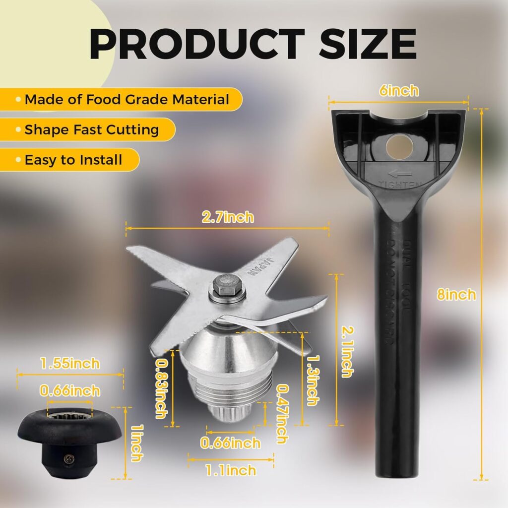 Blender Blade Assembly with Wrench Drive Socket Removal Tool Kit, Compatible With Series 64oz and 32oz Container Blender Blade Assembly with Wrench Drive Socket Removal Tool Kit, Compatible With Series 64oz and 32oz Container