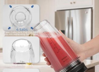Blender Cups Replacement Parts For ninja,2-Pack 24oz Blender Cups with Sip & Seal Lids,7 fins Blender Replacement blade Compatible with Ninja BN401 BN751 BN801 BL480-30 BL642-30 BL682 BL687 NN102