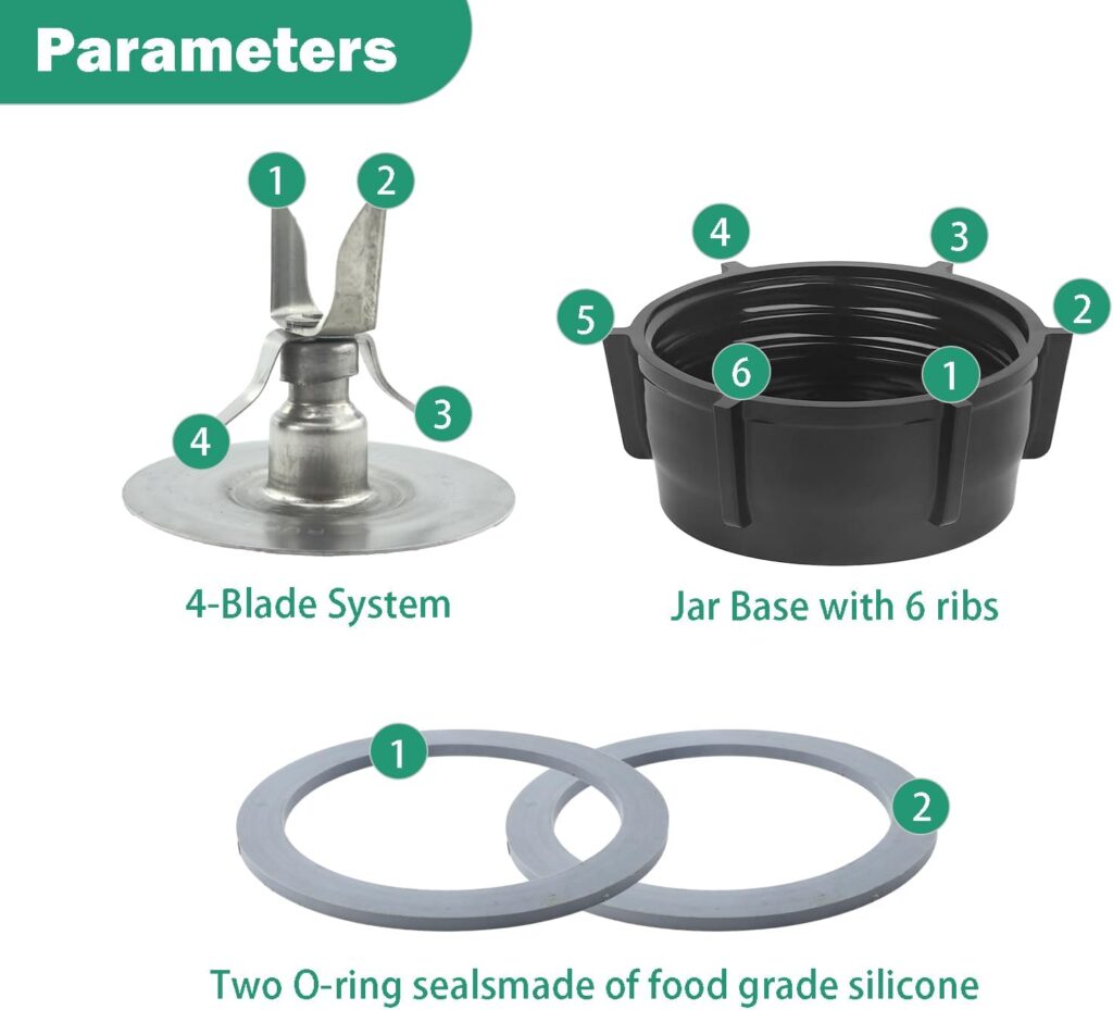 For Oster Blender Replacement Parts Blender Ice Blade with Jar Base Cap and Two Rubber O Ring Seal Gasket Accessory Refresh Kit,Compatible with Oster Osterizer Blender For Oster Blender Replacement Parts Blender Ice Blade with Jar Base Cap and Two Rubber O Ring Seal Gasket Accessory Refresh Kit,Compatible with Oster Osterizer Blender