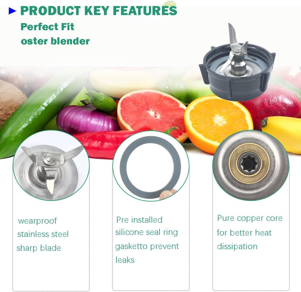 For Oster Blender Replacement Parts Blender Ice Blade with Jar Base Cap and Two Rubber O Ring Seal Gasket Accessory Refresh Kit,Compatible with Oster Osterizer Blender For Oster Blender Replacement Parts Blender Ice Blade with Jar Base Cap and Two Rubber O Ring Seal Gasket Accessory Refresh Kit,Compatible with Oster Osterizer Blender