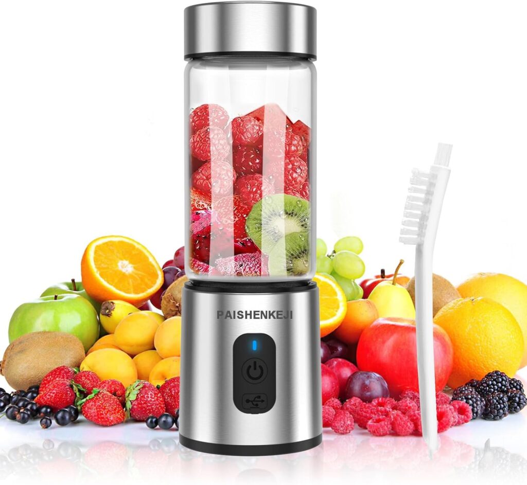 Glass Portable Blender for Smoothies: Personal Blender for Shakes and Smoothies USB Rechargeable, for Baby Food Travel Beach Office Sports Use Glass Portable Blender for Smoothies: Personal Blender for Shakes and Smoothies USB Rechargeable, for Baby Food Travel Beach Office Sports Use