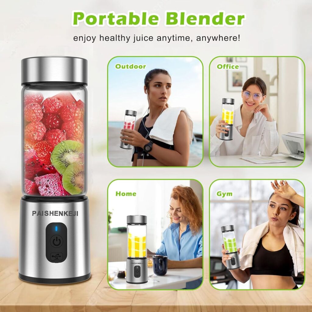 Glass Portable Blender for Smoothies: Personal Blender for Shakes and Smoothies USB Rechargeable, for Baby Food Travel Beach Office Sports Use Glass Portable Blender for Smoothies: Personal Blender for Shakes and Smoothies USB Rechargeable, for Baby Food Travel Beach Office Sports Use