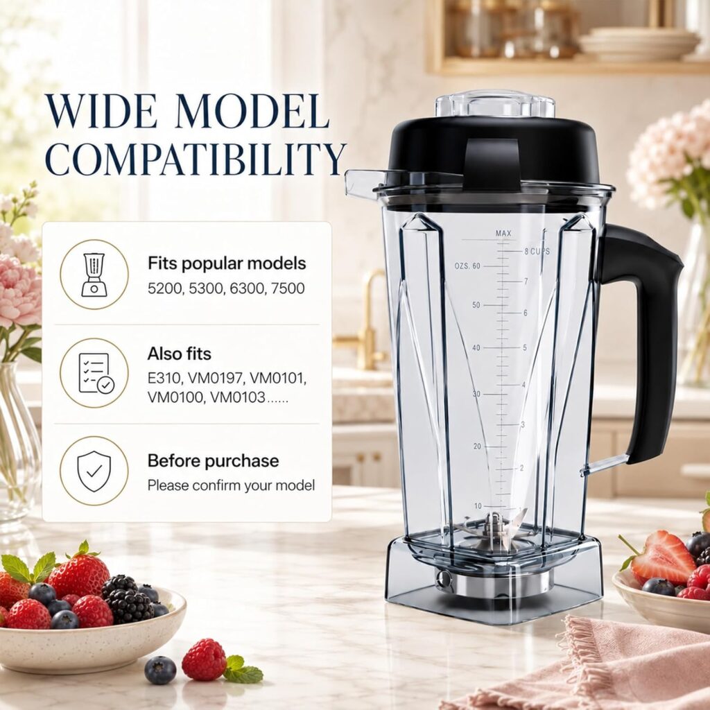 Nikkar Blender Pitcher 64oz Replacement Pitcher Compatible with VM0101 VM0102 VM0103 VM0197 Classic/Explorian/Commercial Blender Cup Nikkar Blender Pitcher 64oz Replacement Pitcher Compatible with VM0101 VM0102 VM0103 VM0197 Classic/Explorian/Commercial Blender Cup