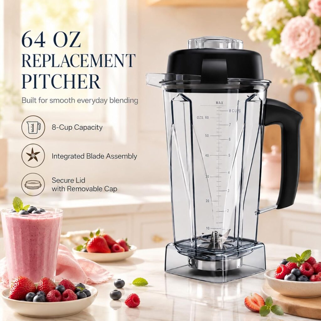 Nikkar Blender Pitcher 64oz Replacement Pitcher Compatible with VM0101 VM0102 VM0103 VM0197 Classic/Explorian/Commercial Blender Cup Nikkar Blender Pitcher 64oz Replacement Pitcher Compatible with VM0101 VM0102 VM0103 VM0197 Classic/Explorian/Commercial Blender Cup