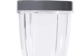NutriBullet 24 Ounce Tall Cup with Standard Lip Ring, Clear/Gray
