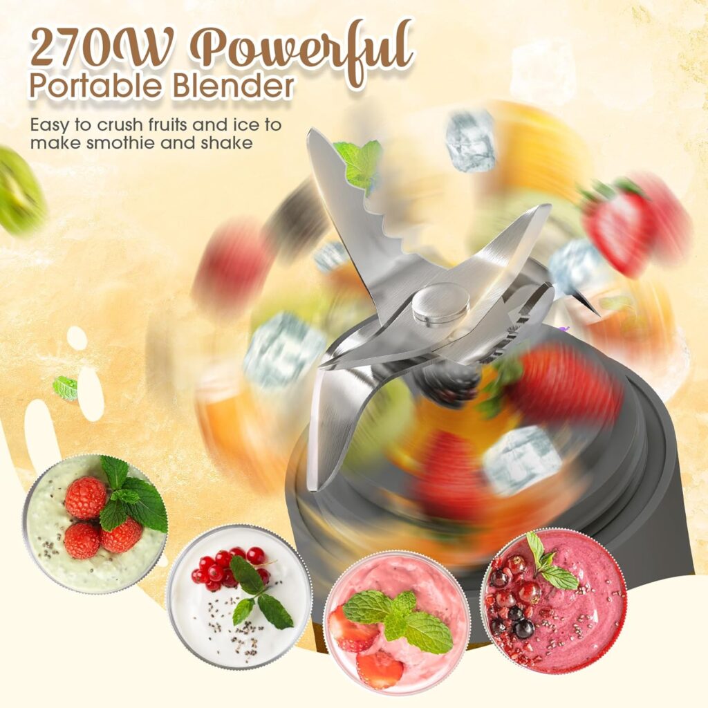 Personal Portable Blender for Shakes Smoothies - Oz Mini Blender Cup with Travel Lid, USB Rechargeable (Black) Personal Portable Blender for Shakes Smoothies - Oz Mini Blender Cup with Travel Lid, USB Rechargeable (Black)