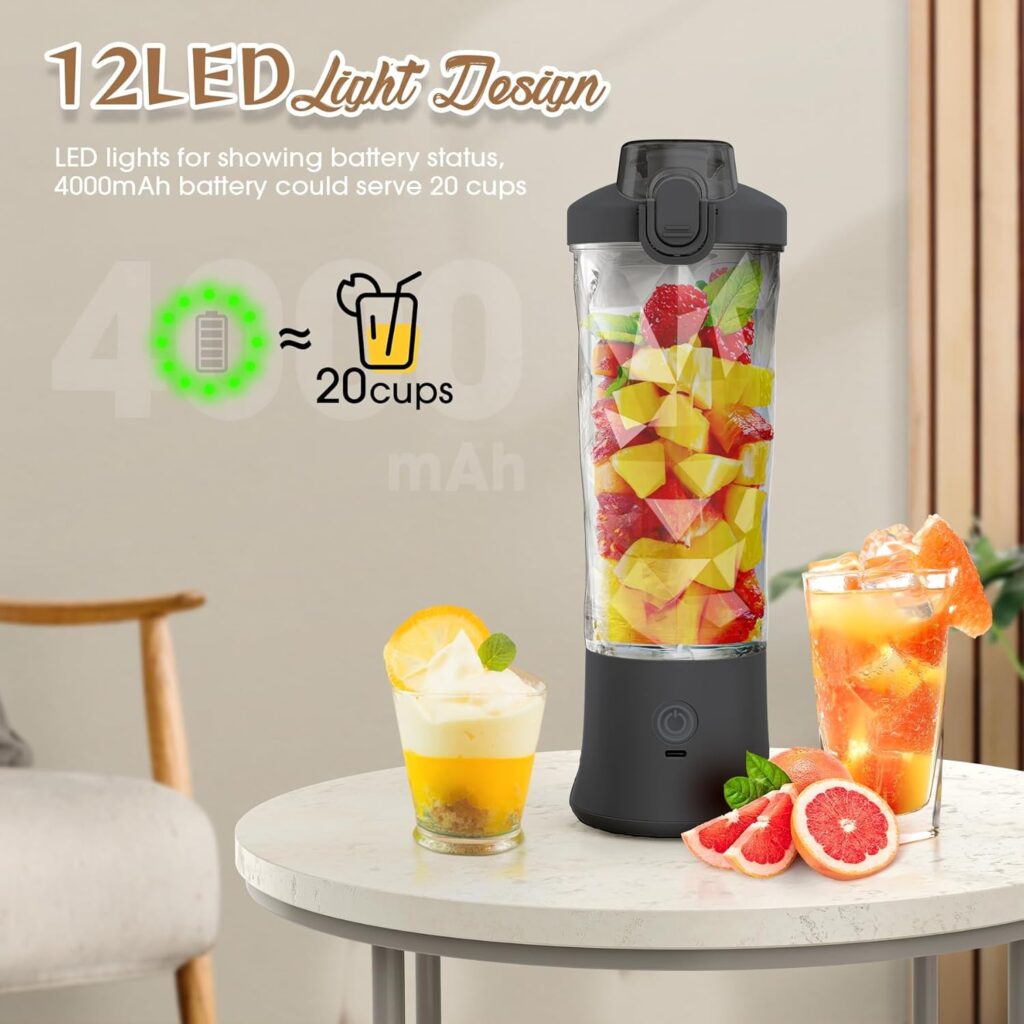 Personal Portable Blender for Shakes Smoothies - Oz Mini Blender Cup with Travel Lid, USB Rechargeable (Black) Personal Portable Blender for Shakes Smoothies - Oz Mini Blender Cup with Travel Lid, USB Rechargeable (Black)