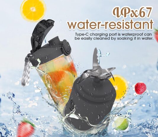Personal Portable Blender for Shakes & Smoothies – 20 Oz Mini Blender Cup with Travel Lid, USB Rechargeable (Black)