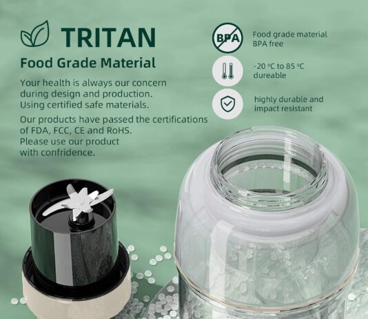 Portable Blender 33.8 Oz, 2 in 1 Personal Size Blender, 50 Oz Sports Water Cup, Tritan BPA-Free/USB Rechargeable, Home/School/Sports/Outdoor (Amber Black)