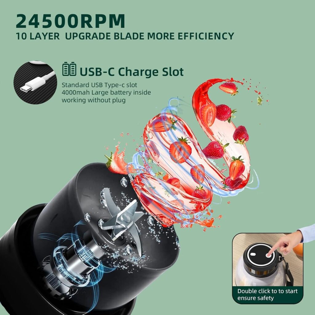 Portable Blender 33.8 Oz, in Personal Size Blender, Oz Sports Water Cup, Tritan BPA-Free/USB Rechargeable, Home/School/Sports/Outdoor (Amber Black) Portable Blender 33.8 Oz, in Personal Size Blender, Oz Sports Water Cup, Tritan BPA-Free/USB Rechargeable, Home/School/Sports/Outdoor (Amber Black)