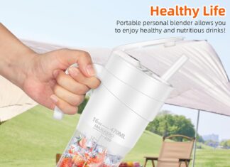 Portable Blender for Shakes and Smoothies: Travel Blender,16 Oz Mini Blender with 6 Blades,USB Rechargeable,for Making Fresh Juice, Convenient for Travel and Sports