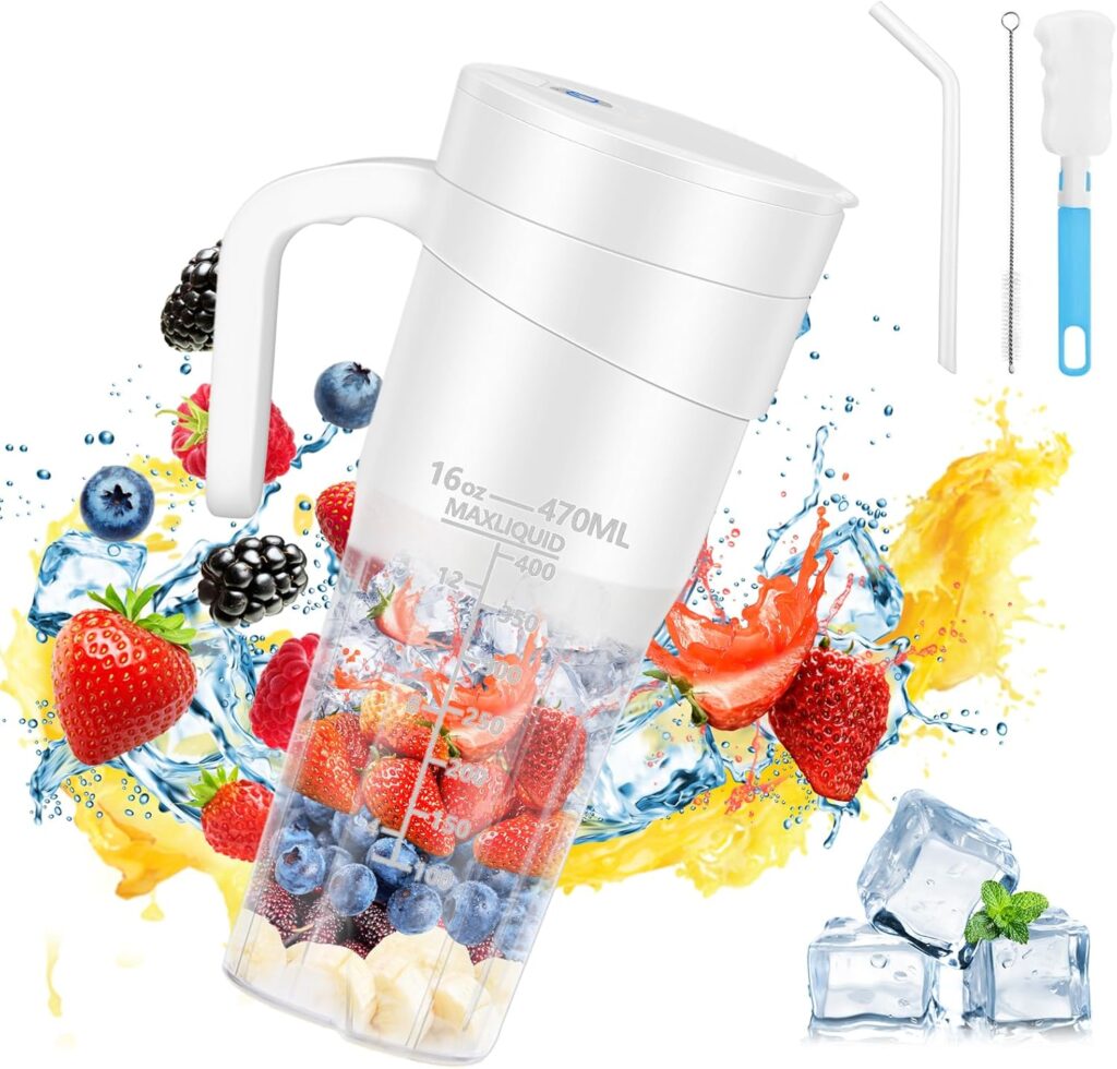 Portable Blender for Shakes and Smoothies: Travel Blender,16 Oz Mini Blender with Blades,USB Rechargeable,for Making Fresh Juice, Convenient for Travel and Sports Portable Blender for Shakes and Smoothies: Travel Blender,16 Oz Mini Blender with Blades,USB Rechargeable,for Making Fresh Juice, Convenient for Travel and Sports