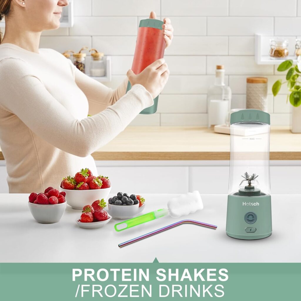Portable Blender USB Rechargeable, Hotsch Personal Size Blender for Shakes and Smoothies, Strong Cutting Power with Six Blades, 20Oz Juicer Cup for Sports, Travel Portable Blender USB Rechargeable, Hotsch Personal Size Blender for Shakes and Smoothies, Strong Cutting Power with Six Blades, 20Oz Juicer Cup for Sports, Travel