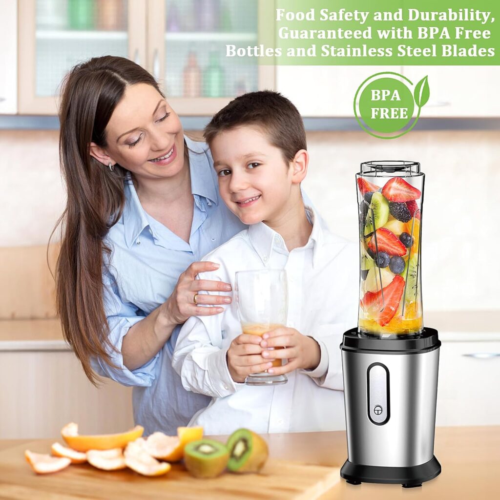 Electric Smoothie Blender, Powerful Small Blender with Portable 20oz Tritan blender Bottles, BPA-Free with Stainless Steel Blades, Mixer Smoothie Maker for Shakes and Smoothies Electric Smoothie Blender, Powerful Small Blender with Portable 20oz Tritan blender Bottles, BPA-Free with Stainless Steel Blades, Mixer Smoothie Maker for Shakes and Smoothies