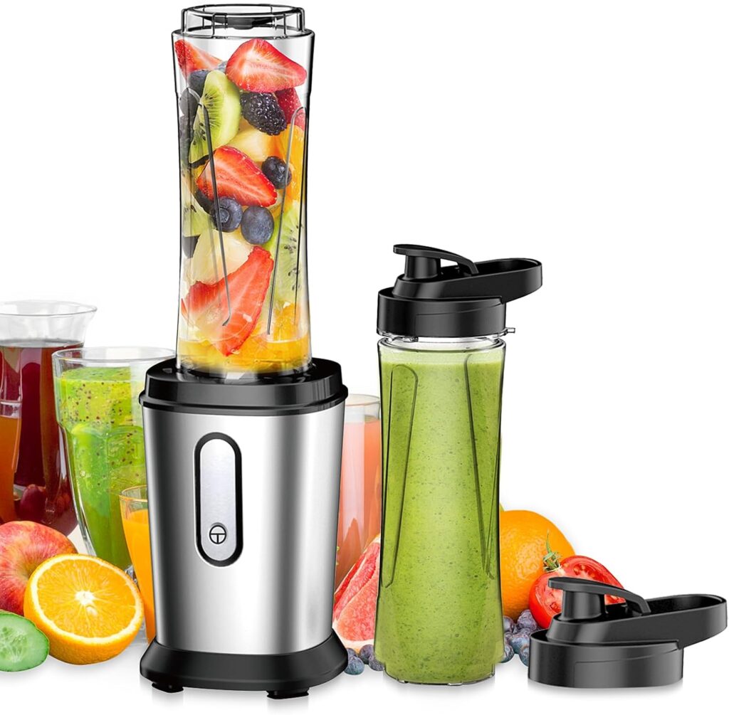 Electric Smoothie Blender, Powerful Small Blender with Portable 20oz Tritan blender Bottles, BPA-Free with Stainless Steel Blades, Mixer Smoothie Maker for Shakes and Smoothies Electric Smoothie Blender, Powerful Small Blender with Portable 20oz Tritan blender Bottles, BPA-Free with Stainless Steel Blades, Mixer Smoothie Maker for Shakes and Smoothies
