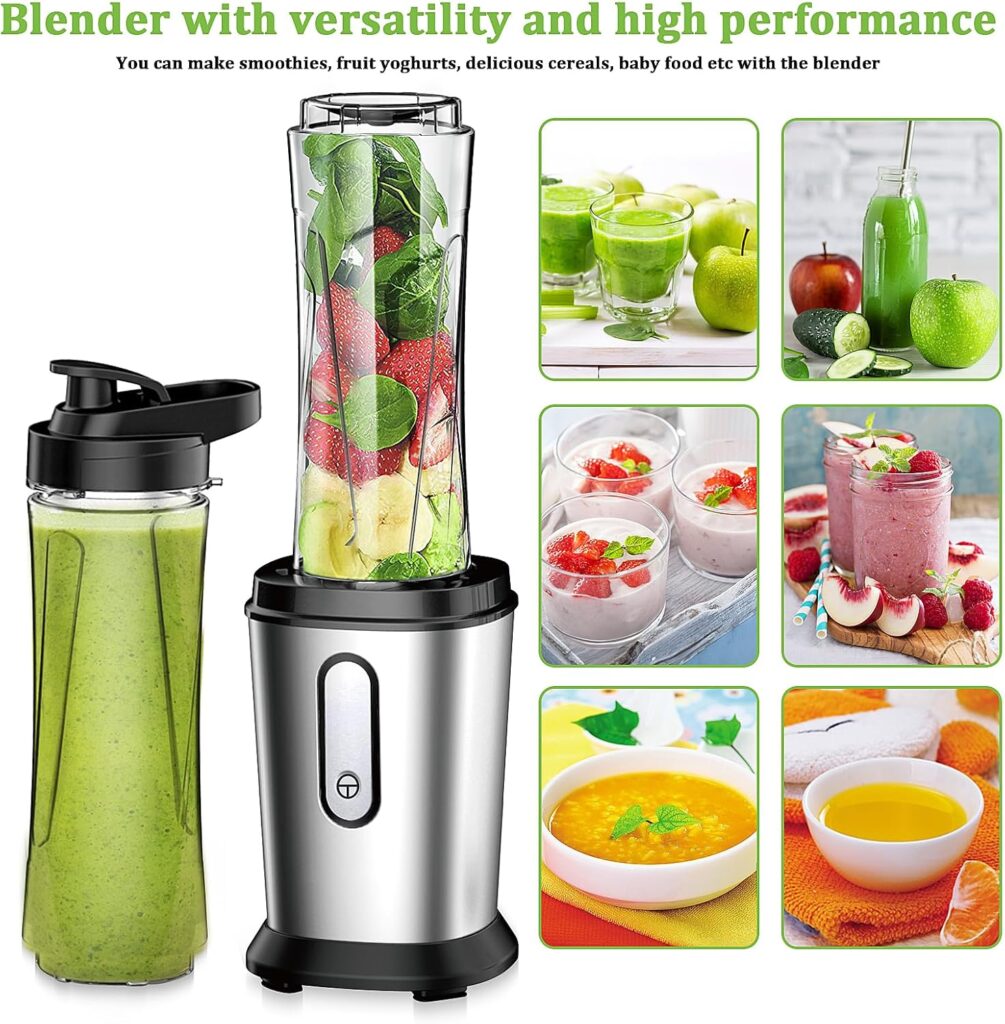 Electric Smoothie Blender, Powerful Small Blender with Portable 20oz Tritan blender Bottles, BPA-Free with Stainless Steel Blades, Mixer Smoothie Maker for Shakes and Smoothies Electric Smoothie Blender, Powerful Small Blender with Portable 20oz Tritan blender Bottles, BPA-Free with Stainless Steel Blades, Mixer Smoothie Maker for Shakes and Smoothies