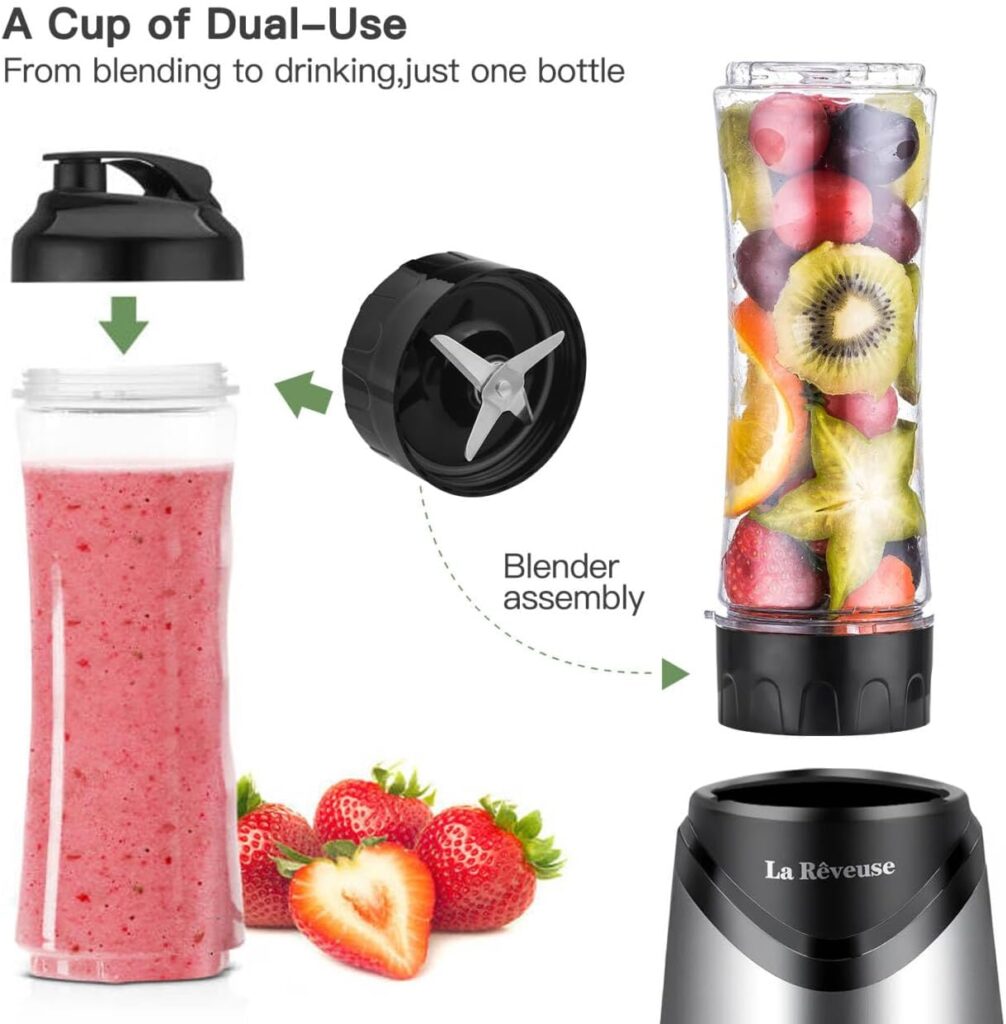 La Reveuse Smoothie Blender Personal Size Watts with Pieces oz BPA-Free Travel Sports Bottles (Silver) La Reveuse Smoothie Blender Personal Size Watts with Pieces oz BPA-Free Travel Sports Bottles (Silver)