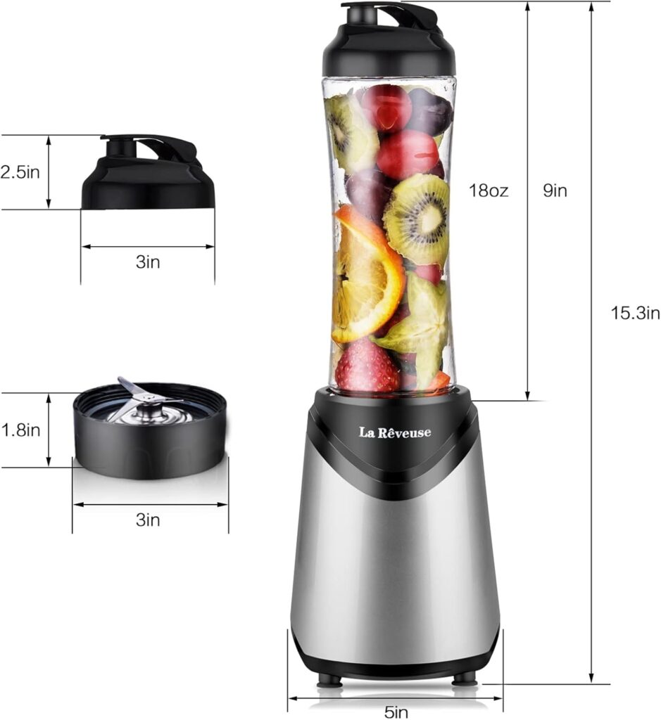 La Reveuse Smoothie Blender Personal Size Watts with Pieces oz BPA-Free Travel Sports Bottles (Silver) La Reveuse Smoothie Blender Personal Size Watts with Pieces oz BPA-Free Travel Sports Bottles (Silver)