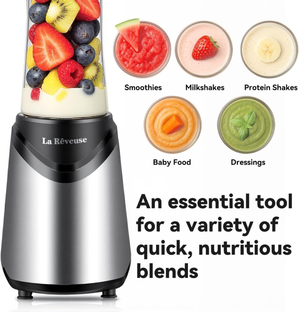 La Reveuse Smoothie Blender Personal Size Watts with Pieces oz BPA-Free Travel Sports Bottles (Silver) La Reveuse Smoothie Blender Personal Size Watts with Pieces oz BPA-Free Travel Sports Bottles (Silver)