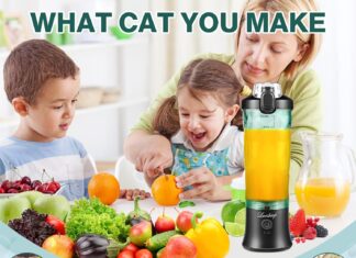 Portable Blender,22 Oz Mini Blender for Shakes and Smoothies,Personal Blender with Rechargeable USB,Fruit,Smoothie,Baby Food Mixing Machine Blender With 6 Blades,for Home,Kitchen,Travel,Sports (black)