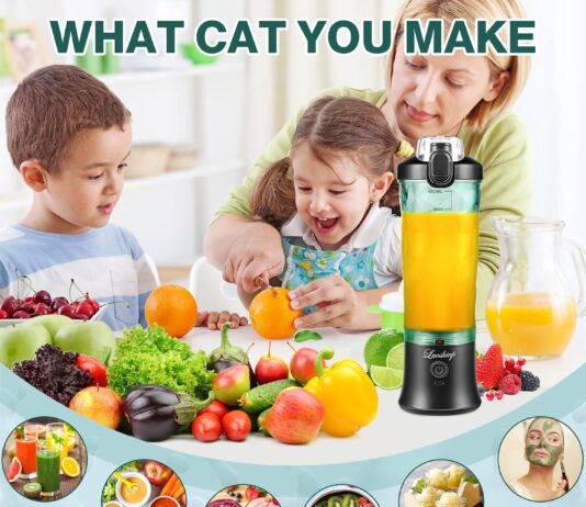 Portable Blender,22 Oz Mini Blender for Shakes and Smoothies,Personal Blender with Rechargeable USB,Fruit,Smoothie,Baby Food Mixing Machine Blender With 6 Blades,for Home,Kitchen,Travel,Sports (black)